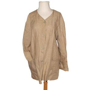 Vintage J.Jill Linen Embroidered Button Front Tunic Top